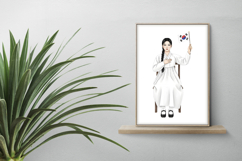 Girl Sitting Taegeukgi Left Hand Salute Honor PNG Product Image 2