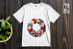 Patriotic Crochet Daisy Wreath Clipart Sublimation PNG Product Image 3