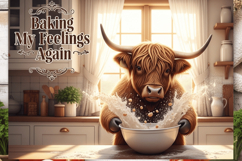 Funny Baking Cow PNG Cutting Board, Baking Highland Cow PNG Product Image 3