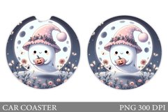 Cute Ghost Car Coaster. Cute Halloween Car Coaster Design Product Image 1