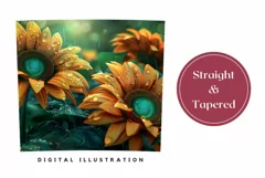 3D Sunflowers Tumbler Wrap, Sunflowers Sublimation Design Product Image 3