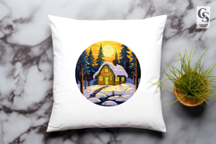 Cozy Winter Cabin Scenery Clipart Sublimation PNG Product Image 3