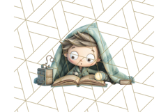 Whimsical Library Clipart with Cozy Readers and Books Product Image 3