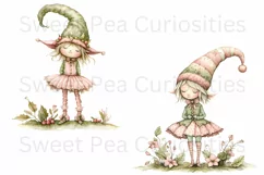 Christmas, Elf, Ephemera, PNG, watercolor, Clipart Product Image 3