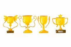 golden sport award cups in cartoon style Product Image 3