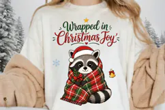 Cute Christmas Raccoon PNG, Wrapped in Christmas Joy Product Image 3