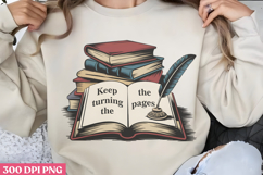Keep turning the pages PNG, Book Reader Sublimation PNG Product Image 3