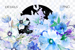 Watercolor Blue Floral Border PNG Product Image 2
