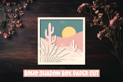Cactus and Pampas Boho Desert Shadow Box SVG Product Image 1