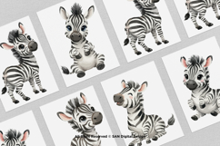 15 Bundle Watercolor Cute Zebra Black White Striped Animal Product Image 3