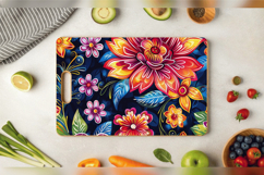 Batik Flowers Garden Cutting Boards sublimation Design Product Image 3