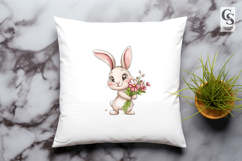 Cute Bunny Holding Flowers clipart sublimation png Product Image 3