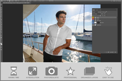 Male In Polo Shirt On Deck Of Marina Product Image 2