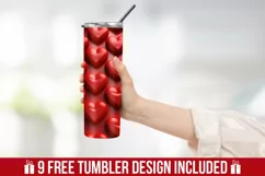 3d Red Heart pattern Tumbler Wrap Design Product Image 3