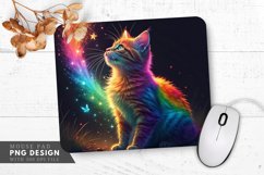 Enchanted Rainbow Cat Magical Sparks Mouse Pad PNG Design Product Image 1