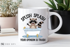 Raccoon Splish Splash In Bathtub Sublimation Png