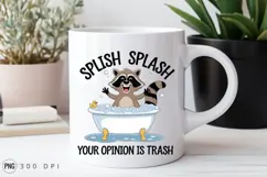 Raccoon Splish Splash In Bathtub Sublimation Png