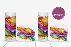 Watercolor Tumbler Sublimation, Glitter Tumbler Wrap Designs Product Image 3
