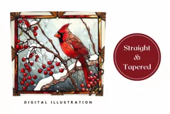 Christmas Tumbler Wrap, Stained Glass Cardinal Tumbler PNG Product Image 3
