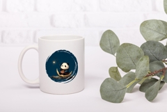 Cartoon Panda Illustration, Cute Panda PNG, Night PNG Product Image 3