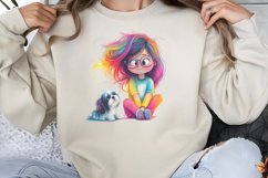 Colorful Girl Dog Clipart PNG Product Image 1