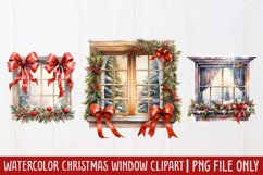 Watercolor Christmas Window Clipart Product Image 1