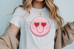 Cute Pink Emoji With Heart Eyes For Valentines Day Design Product Image 3
