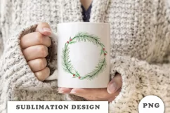 Watercolor Christmas Floral Wreath png Product Image 3