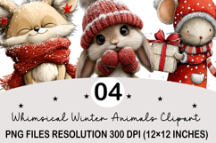 Whimsical Winter Animals Clipart Valentine's Day PNG Product Image 1