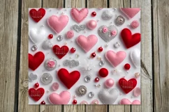 3d red & white Hearts | 4 Skinny tumbler sublimation designs Product Image 3