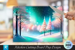 Peach and Mint Snowy Dreamland Cutting Board PNG Design Product Image 1