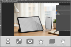 Tablet And Smartphone On A Desk Product Image 2