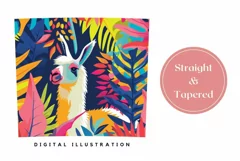 Cute Lama Tumbler Wrap Design, Tropical Leaves Tumbler PNG Product Image 3