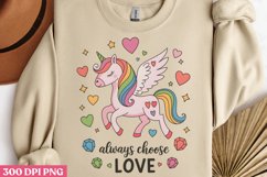 Always Choose Love Unicorn PNG, Motivational Sublimation PNG Product Image 3