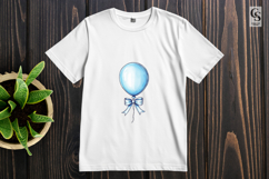 Blue Balloon with Bow Watercolor Clipart Sublimation PNG Product Image 3