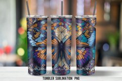 Butterflies Stained Glass Tumbler Wrap Sublimation PNG Product Image 3