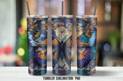 Butterflies Stained Glass Tumbler Wrap Sublimation PNG Product Image 3