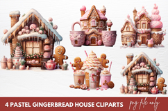 Pastel Gingerbread House Clipart Sublimation Product Image 1