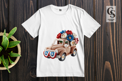 Patriotic Floral Truck Clipart Sublimation PNG Product Image 3