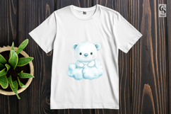 Cute Blue Teddy Bear on Cloud Clipart Sublimation PNG Product Image 3