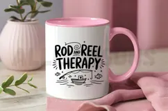 Rod And Reel Therapy With Fishing Boat And Fish Black Product Image 3