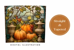 Vintage Pumpkins Tumbler Wrap, Stained Glass Pumpkins Design Product Image 3