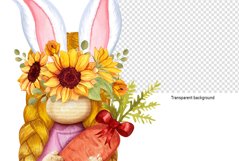 Watercolor gnomes for Easter Dwarf Easter, gnome with rabbit Product Image 3