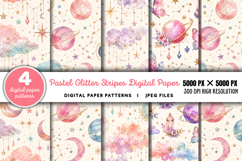 Pastel Glitter Stripes Digital Paper JPG Product Image 1