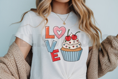 Love Cupcake Vector Art With Cherries For Valentines Day Product Image 3