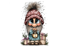 15 PNG Whimsical Cute Christmas Watercolor Gnomes Bundle Product Image 2