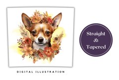 Watercolor Chihuahua Dog Tumbler Wrap PNG, Dog Sublimation Product Image 3