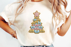 Pastel Bow Christmas Tree Sublimation, Christmas Png Product Image 2