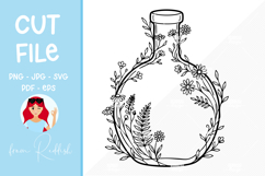 Floral perfume bottle Line Art Cut File Product Image 1