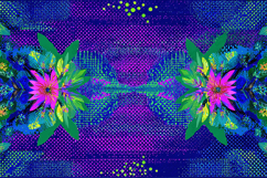 Neon Abstract Floral Pattern Background Blue Purple Dot Product Image 1